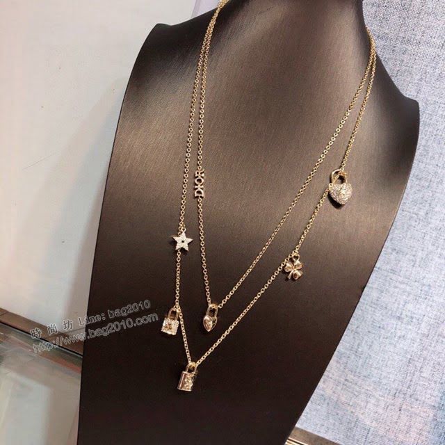 Dior飾品 迪奧經典熱銷款星星桃心四葉草雙層項鏈  zgd1422